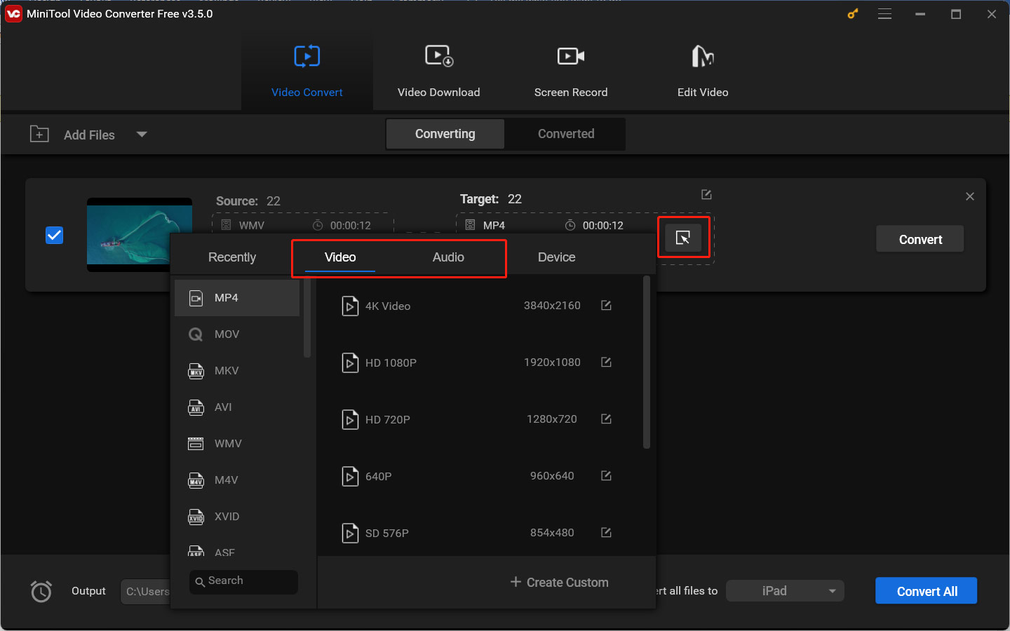 choose the formats supported by iTunes