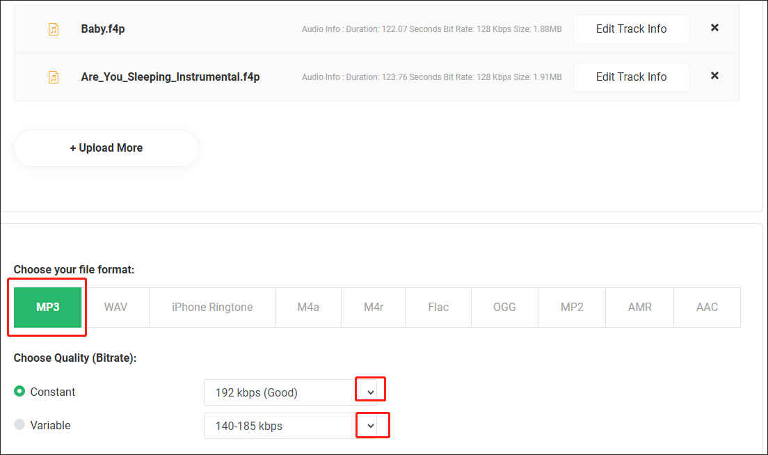 Select MP3 as the Output Format and Choose Audio Quality