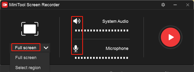 personalize the recording area and audio source