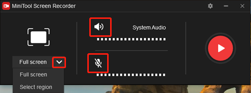 specify the settings on the MiniTool Screen Recorder interface