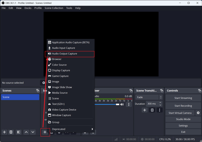 choose the Audio Output Capture option