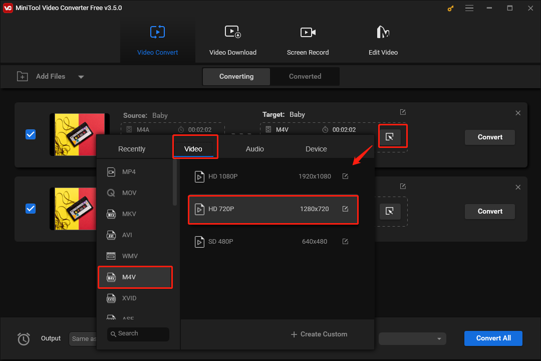 Select a Different Output Format