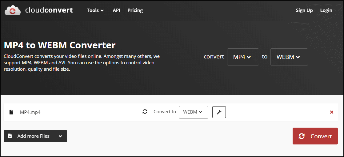 CloudConvertでオンラインでMP4をWebMに変換する
