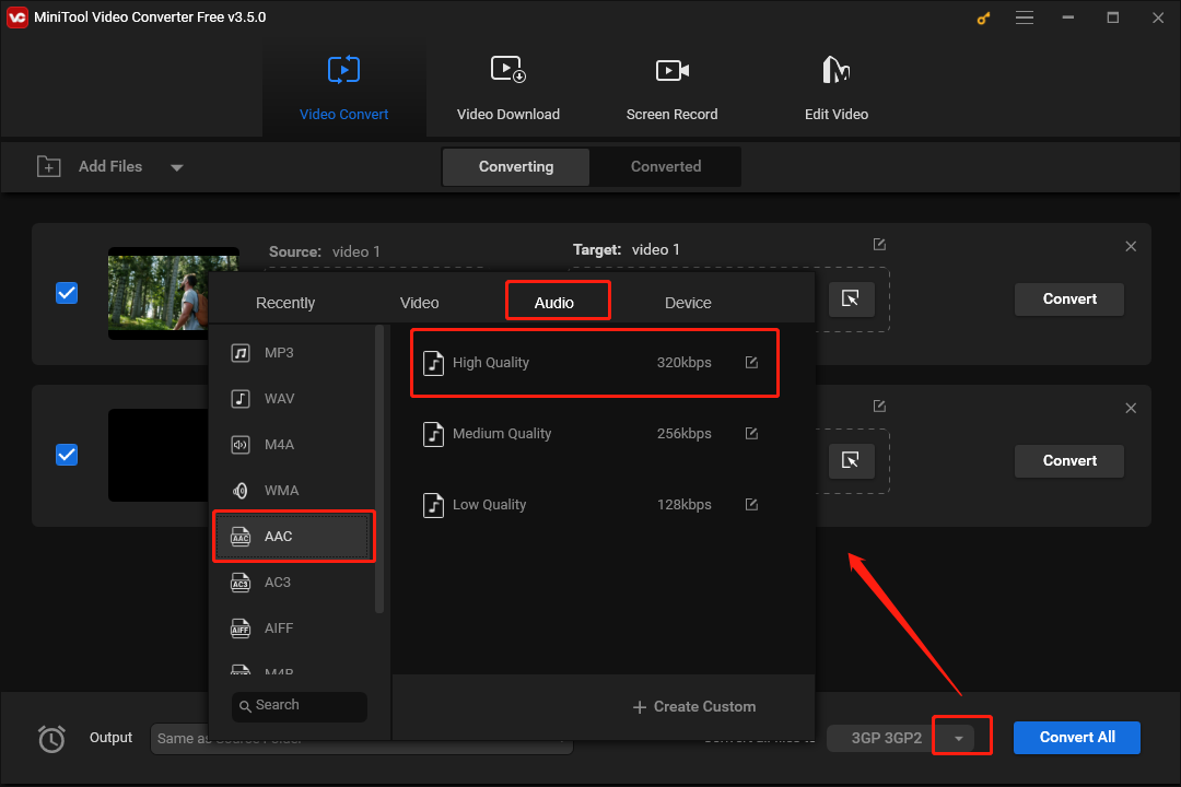 Choose the Output Format for All Files