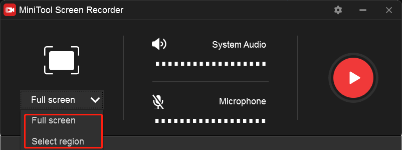 select the recording region