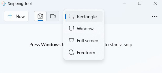 screen capture modes of Snipping Tool