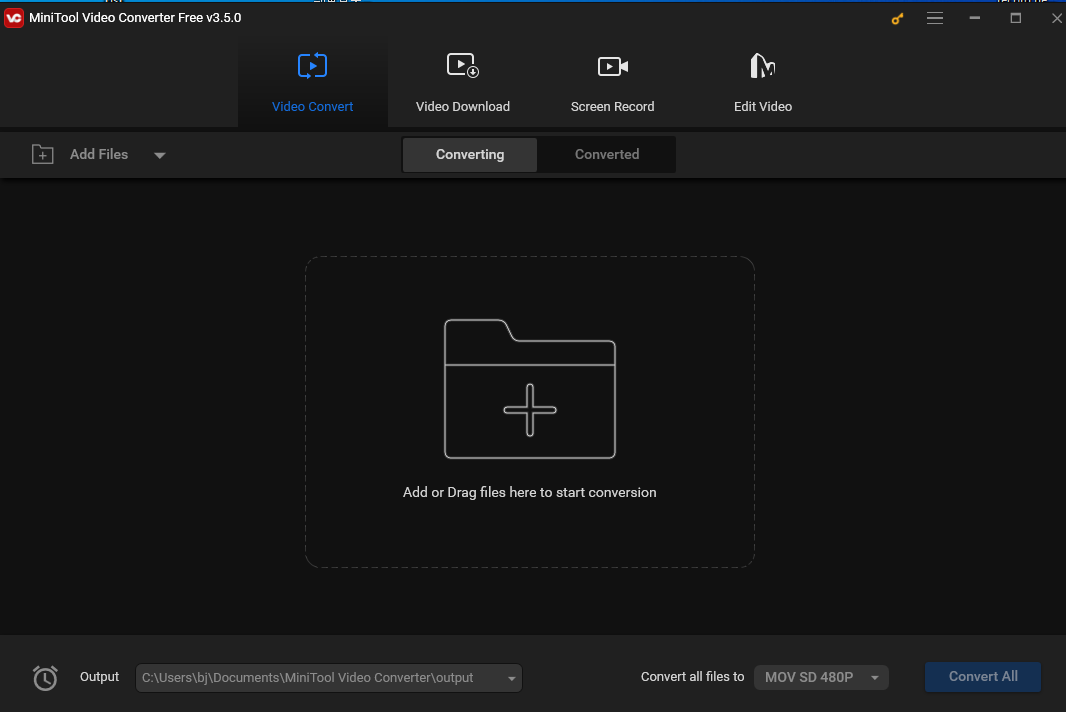 the interface of MiniTool Video Converter