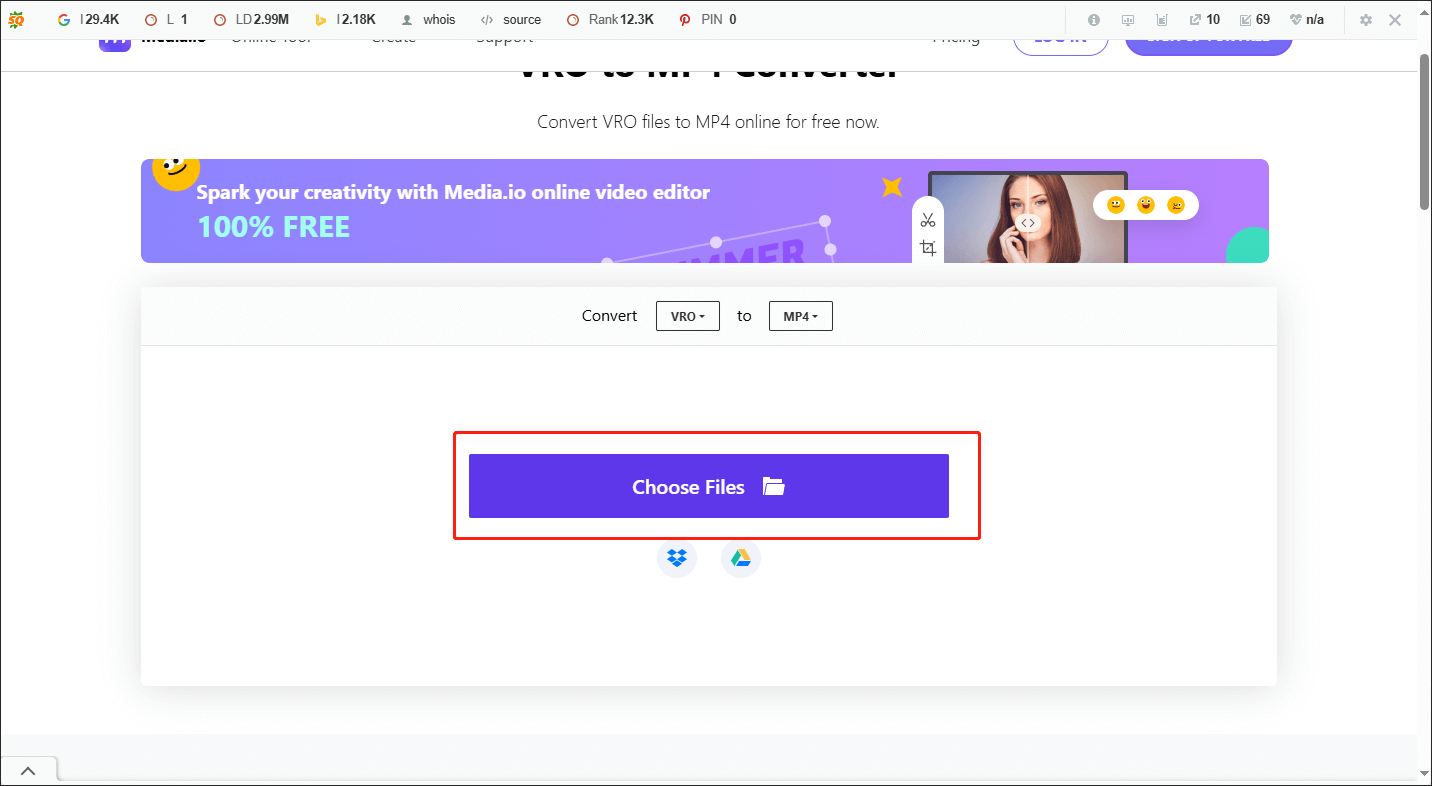 Click on the Choose Files Button