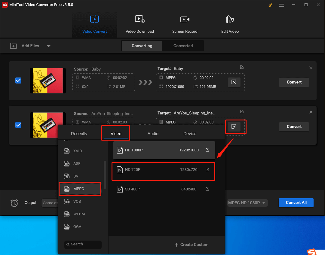 Choose a Different Output Format for Each File