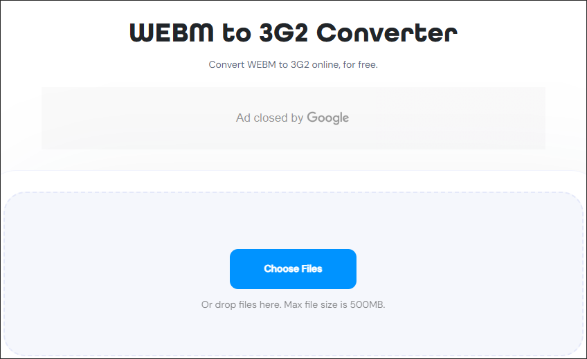 The Online WEBM to 3G2 Converter Page of Scrnli Video Converter