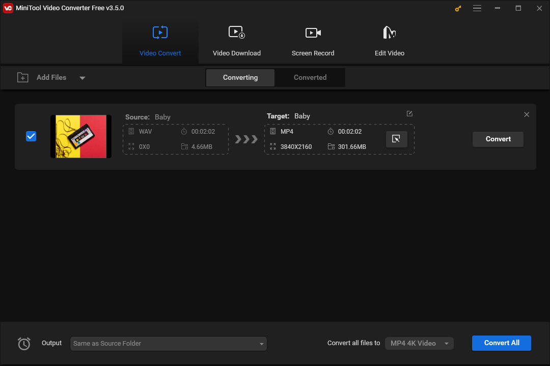 The Interface of MiniTool Video Converter