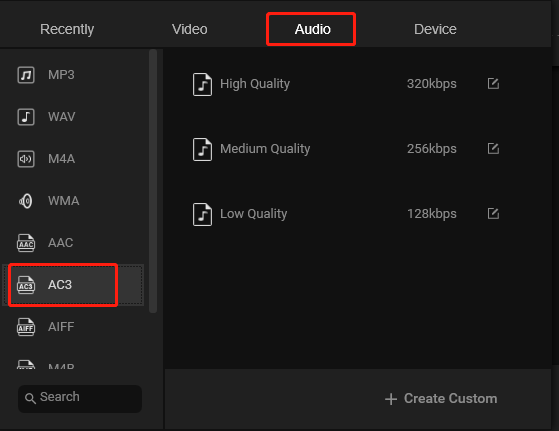 choose AC3 as the output format