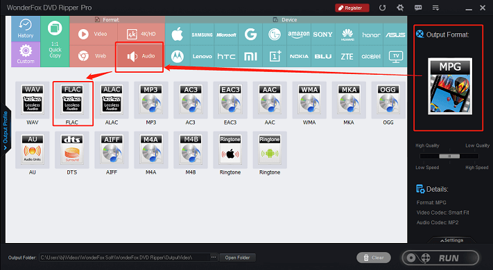 choose FLAC as the output format