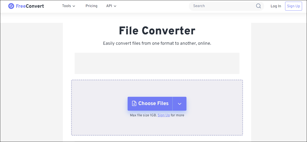 the interface of FreeConvert