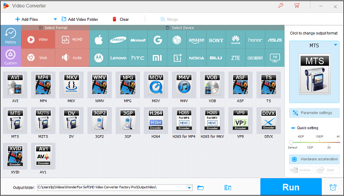 select an output format