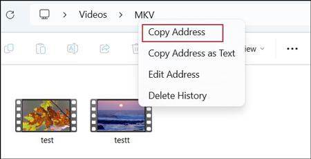 copy the directory name of the MKV folder