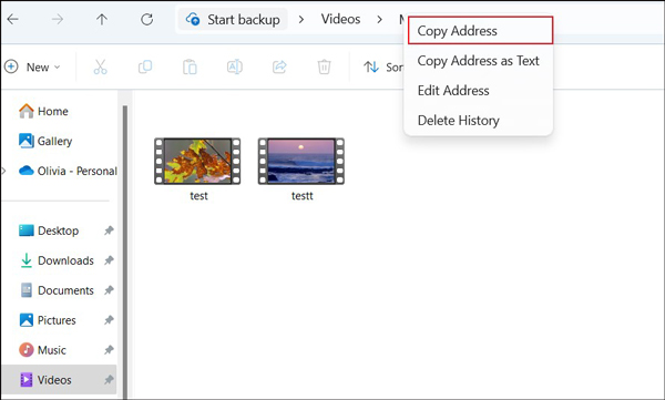 copy the directory name of the MKV folder