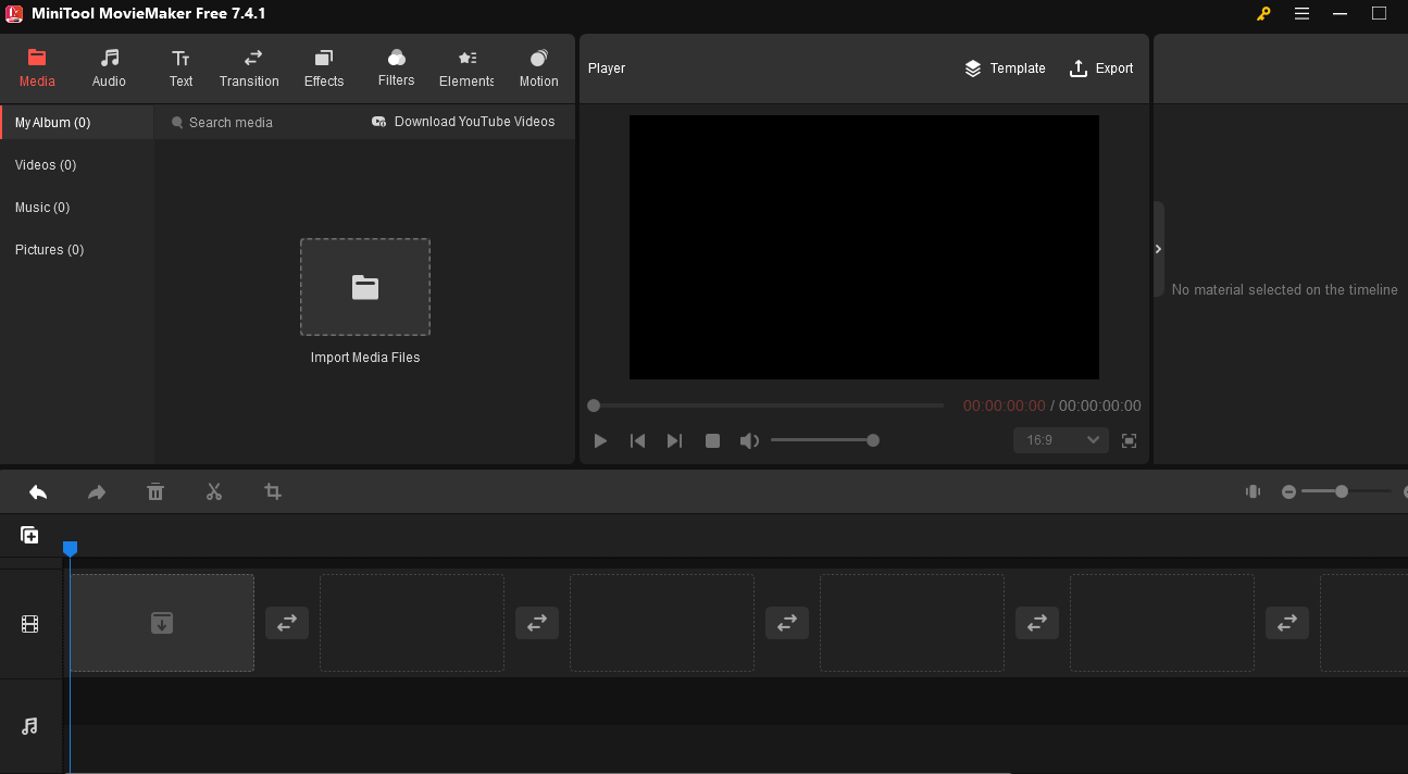 the interface of MiniTool MovieMaker