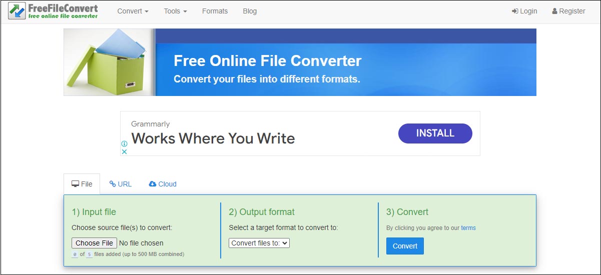 the interface of Free File Convert