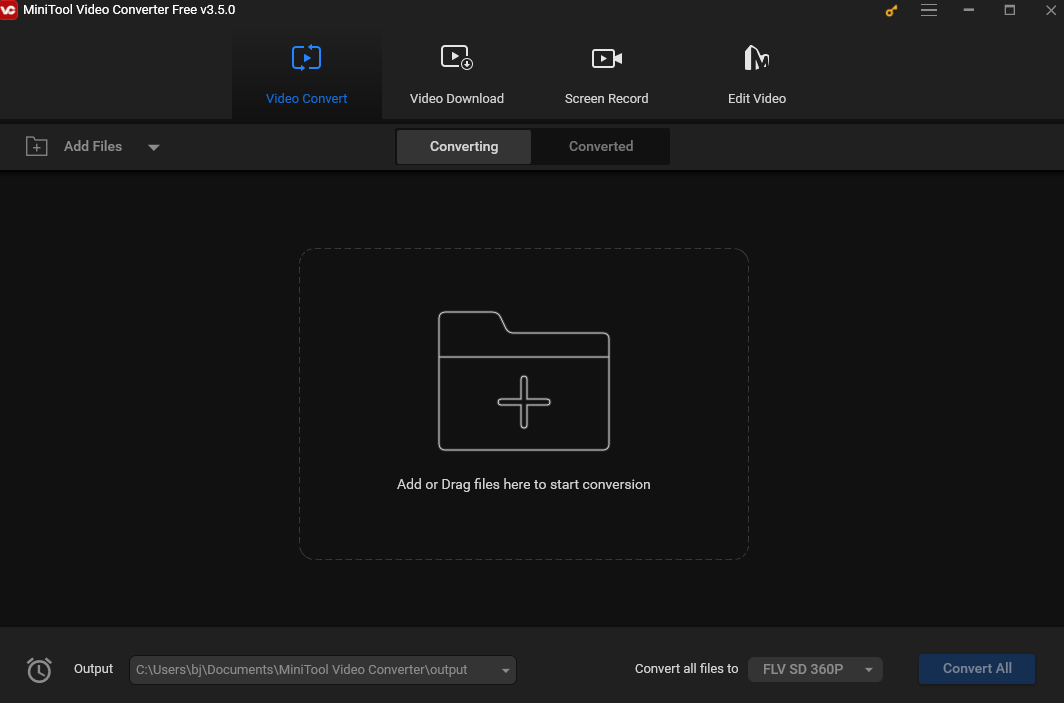 the interface of MiniTool Video Converter