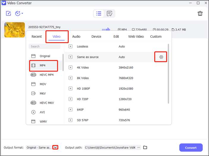 select output format