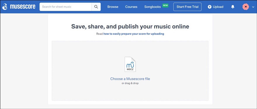 upload a Musescore file