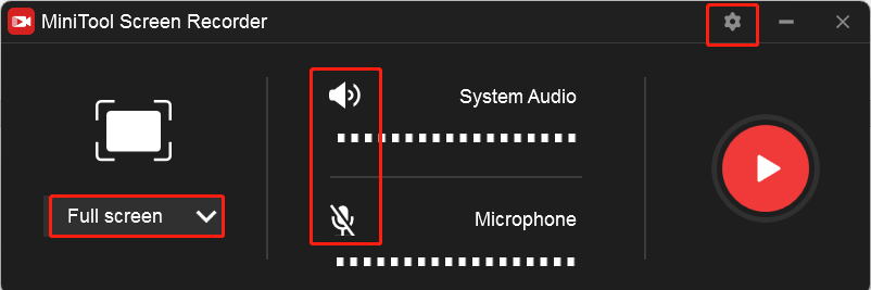 choose the recording area and audio source