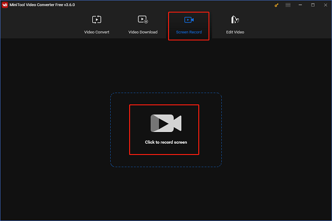 click the video icon to open the MiniTool Screen Recorder window