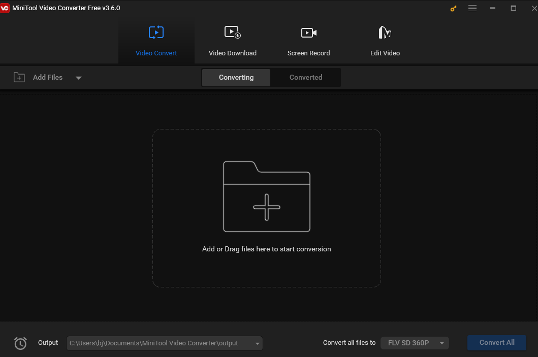 the interface of MiniTool Video Converter