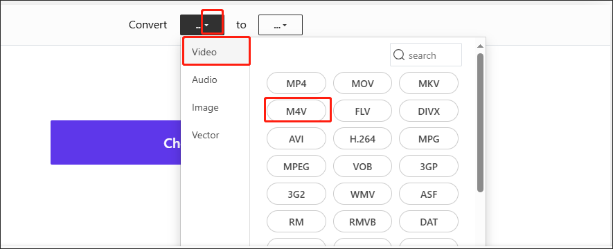 Select M4V as the Input Format