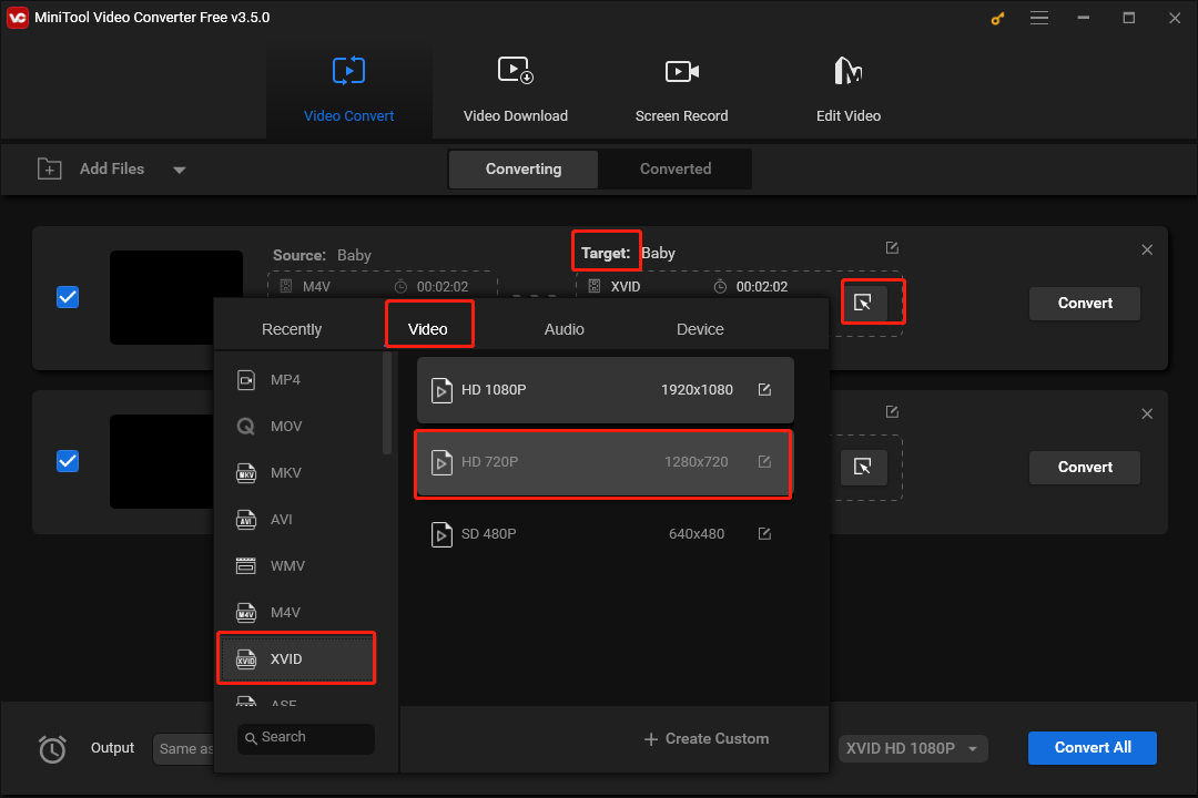 Choose the Output Format for Each File