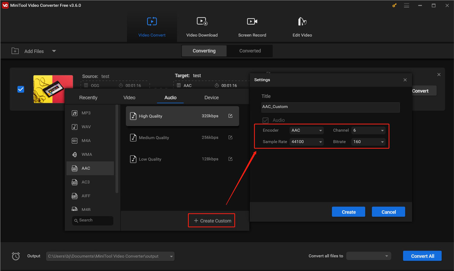 customize the output format parameters