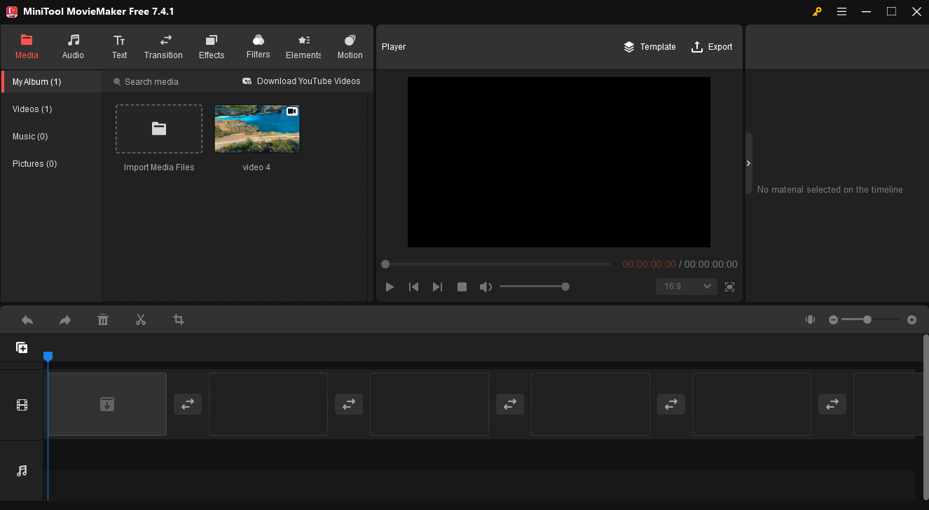 The Interface of MiniTool MovieMaker