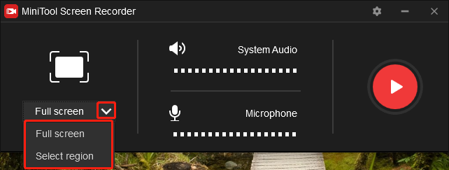 Choose the Area of Recording