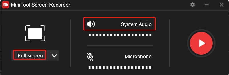 select the recording area and audio source