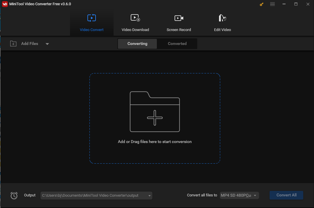 the interface of MiniTool Video Converter