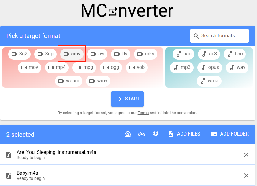 Select AMV as the Output Format