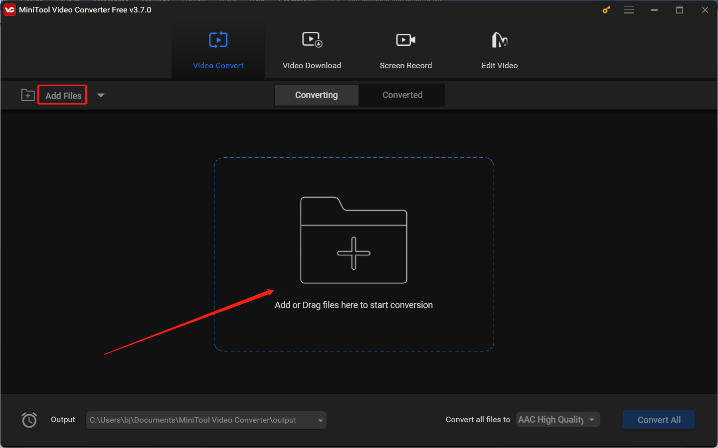 Import the target MKV file in MiniTool Video Converter