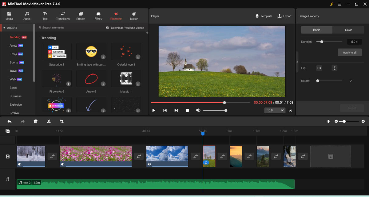 Add videos and images to the timeline in MiniTool MovieMaker