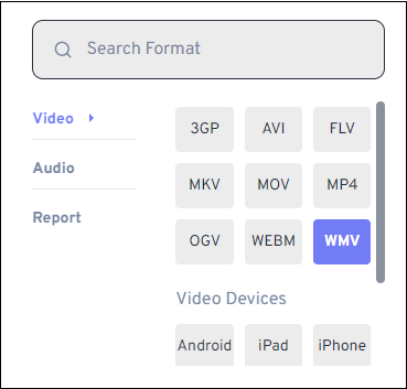 select WMV as the output format