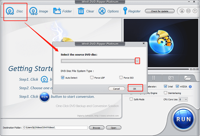 import your DVD file(s)