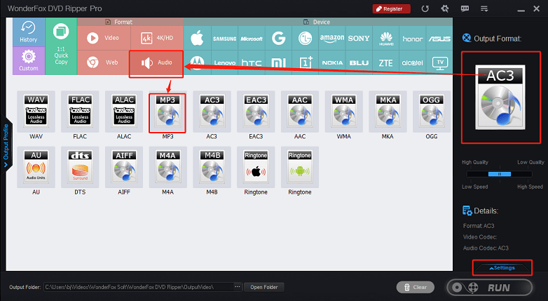 choose MP3 as the output format