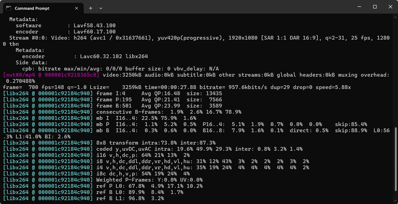 FFmpeg AVI to MP4 conversion