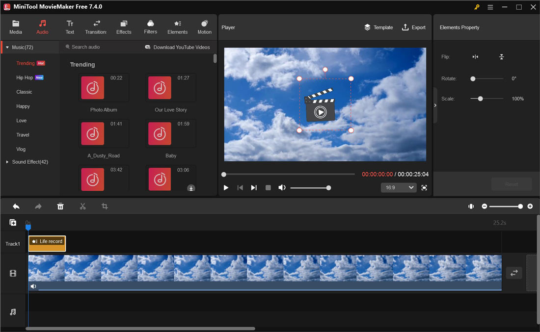 interface of MiniTool MovieMaker