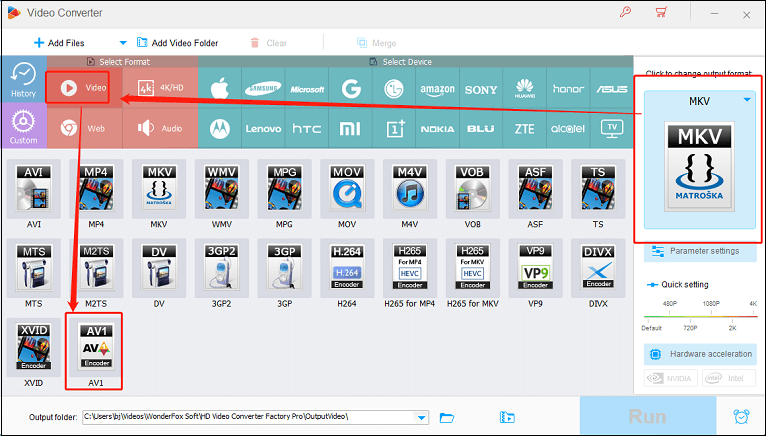 click AV1 as the output format