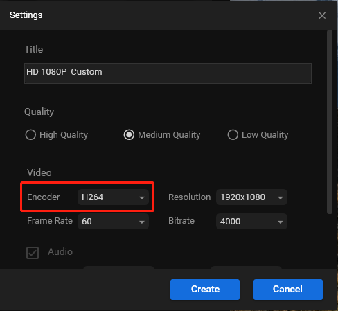 Change video encoder to H264 in MiniTool Video Converter