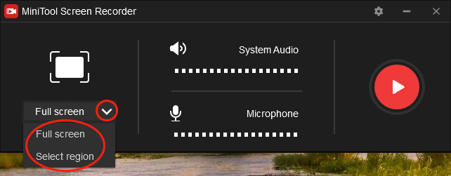 Recording Area Selection