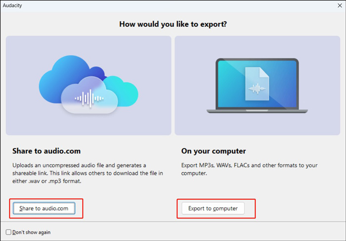 two options to export audio