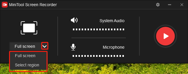 Recording Area Selection