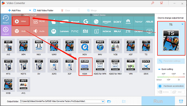 choose the output format